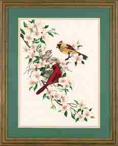 Cardinals in Dogwood - Click Image to Close