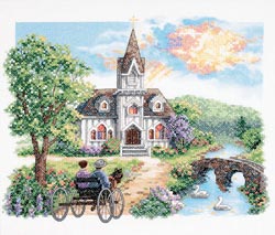Country Church Stamped cross stitch