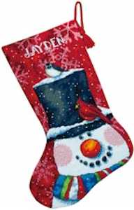 Snowman and Freinds Needlepoint Stocking