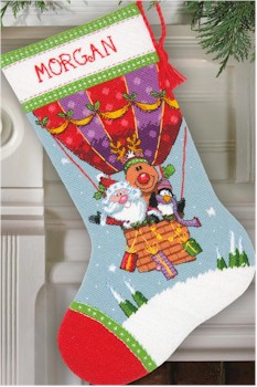 Santas balloon Stocking - Click Image to Close
