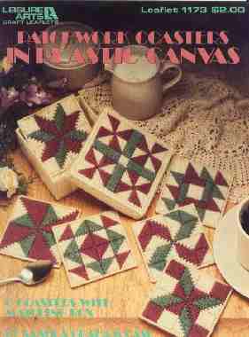 Patchwork coasters in plastic canvas