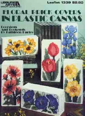 Floral Brick covers in Plastic Canvas