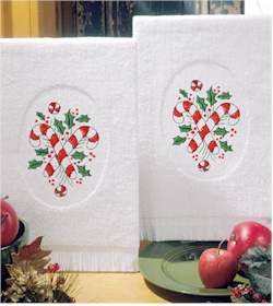 Candy Canes Terry Accent Towels