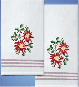 Poinsettia Kitchen Accent Towels