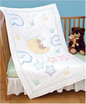 Bear and Moon Quilt Top - Click Image to Close