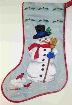 Snowmans Greeting Christmas Stocking