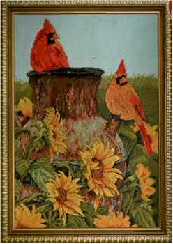 Cardinals and Sunflowers - Click Image to Close