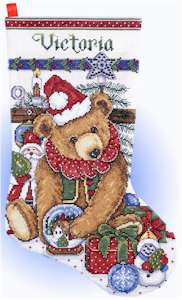 Victorian Bear Stocking - Click Image to Close