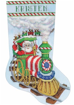 Santa's Train Stocking - Click Image to Close