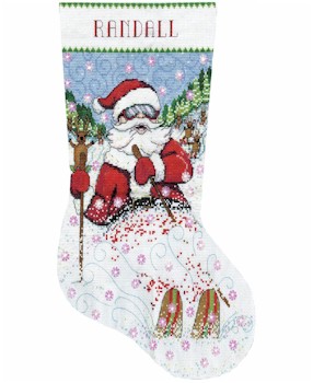 Skiing Santa Stocking - Click Image to Close