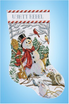 Woodland Snowman Stocking - Click Image to Close