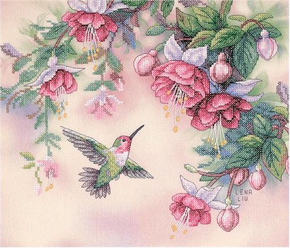 Hummingbird and Fuscia - Click Image to Close