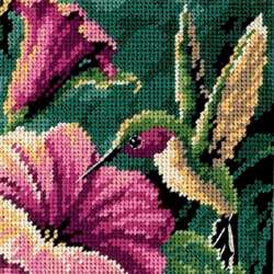 Hummingbird Drama Needlepoint - Click Image to Close