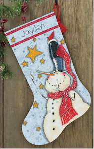 Tall Hat Snowman Stocking - Click Image to Close