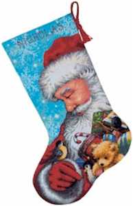 Santa and Toys Needplepoint Stocking - Click Image to Close
