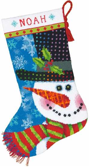 Patterned Snowman Stocking - Click Image to Close