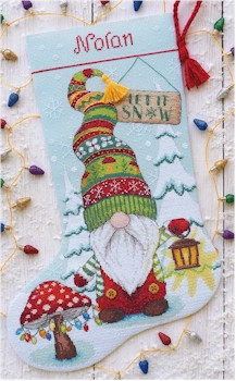 Design Works Counted Cross Stitch Stocking Kit 17 Long-Skiing Santa