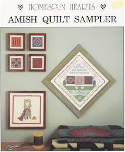 Amish Quilt Sampler on white - Click Image to Close