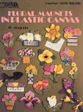 Floral Magnets In Plastic Canvas - Click Image to Close