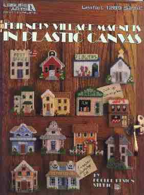 Freindly Village magnets in Plastic Canvas - Click Image to Close