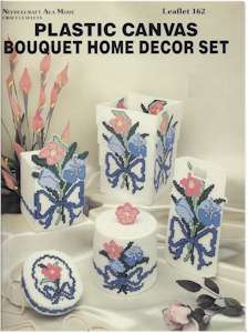Plastic Canvas Bouquet Home Decor Set - Click Image to Close