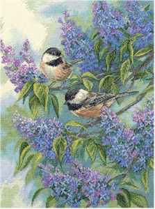 Chickadees and Lilacs - Click Image to Close