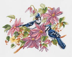 Blue Jays and Clematis - Click Image to Close